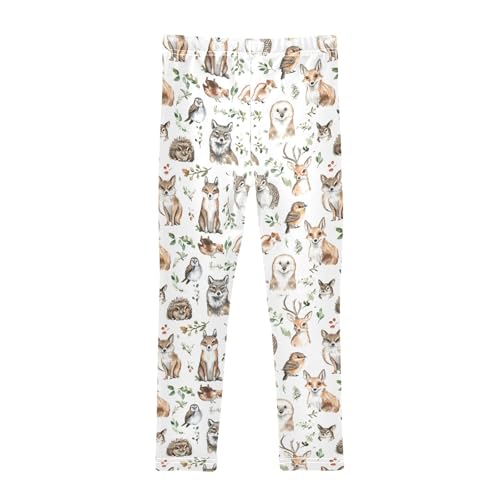 senya Girls Printed Leggings Yoga Pants Forest Animals Fox Owl for Kids in 4t to 10 Years, 4T2