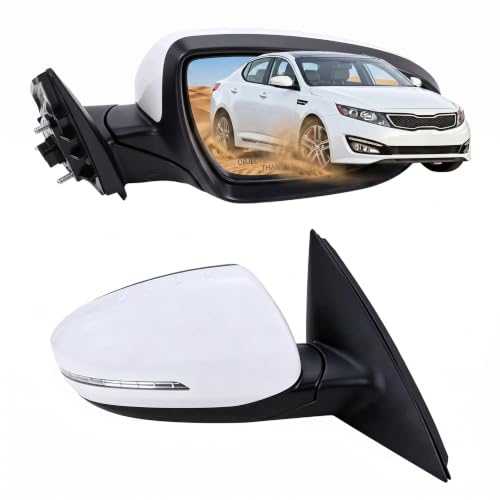 Lqito Right Passenger Side Mirror Compatible With 2011 2012 2013 Kia Optima With Manual Folding Power Glass Turn Signal White Replace#876202T110(5Pins) by Lqito - Used condition - US$32.28