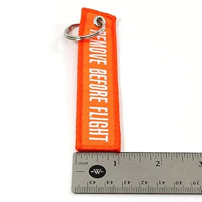 Rotary13B1 Remove Before Flight Keychain - NEON Orange/white