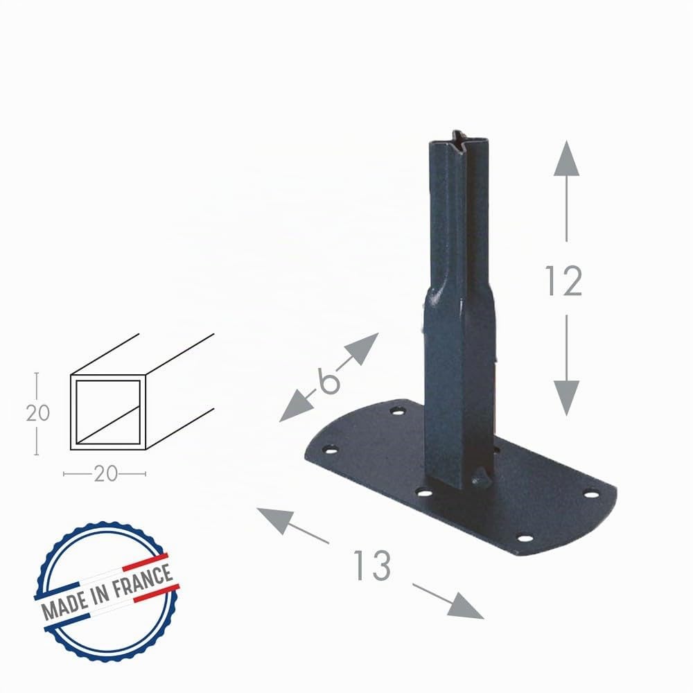 Louis Moulin Pack 4 Pieds Tube carré 20 à Visser 13x6x12 cm - Anthracite - Made in France