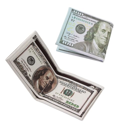 2Pcs Men dollar Bill Wallet Billfold Leather Credit Card Photo Holder