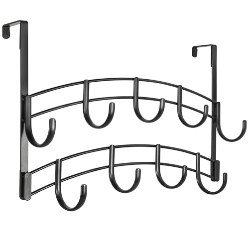 LYNK Professional® Home™ Over The Door Hooks - 9 Hook Over The Door Hanger - Over Door Coat Rack - Hanging Towels or Clothes - Bathroom, Bedroom or Laundry Room - Lifetime Ltd. Warranty – Black