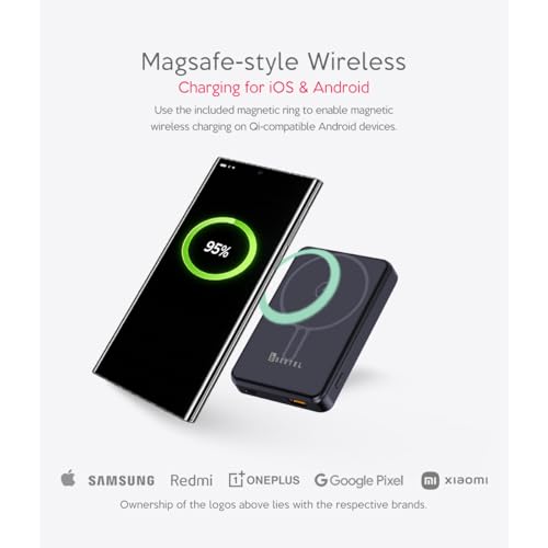 Image of Beetel MagVibe Series WB10 Magsafe 10000mAh Magnetic 15W Wireless Power Bank for Apple iPhone, Samsung, OnePlus, All Smartphones | Qi Enabled Devices | 3M Ring in Box | Premium Finish | Black