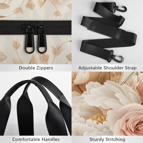 Flower Retro Travel Gym Bag Waterproof Sport Dance Bag for Women Men Portable Gymnastics Duffel Bags Canvas Tote Carry on Handbag for Workout Overnight Weekender4