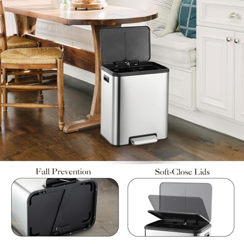 Caneca de basura rectangular de acero inoxidable 8 galones miniatura 5