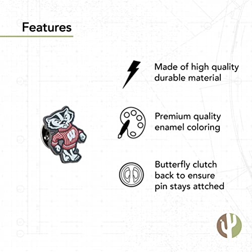 Desert Cactus University of Wisconsin Lapel Pins Badgers UW Madison University Logo Enamel Made of Metal3