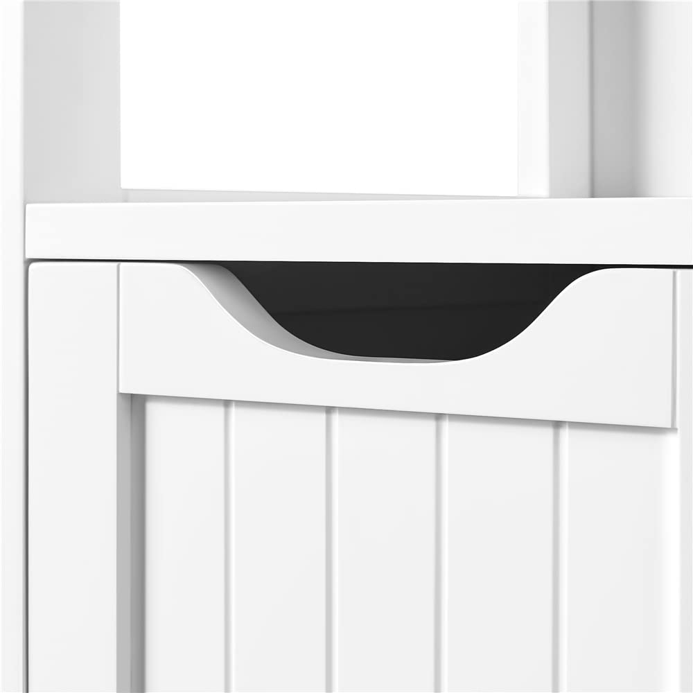 Yaheetech Mobile da Bagno Armadietto da Terra Mobiletto con Cassetto e Ripiano Regolabile Bianco Credenza Multiuso con Doppia Ante Organizzatore Portaoggetti da Cucina Soggiorno Salvaspazio
