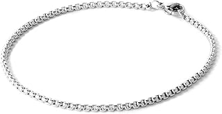 wolf INTERNATIONAL Men's Stainless Steel Bracelet, Accessories, Venetian Chain, Thin, Silver, Width 0.08 inch (2 mm), Length 7.5 inches (19 cm)