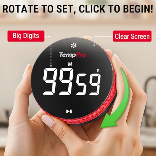 Image of TempPro 99-Hour Digital Kitchen Timer with Strong Magnetic & Stable Stand, Classroom Timers with 3-Volume-Level, Stopwatch with Large LED Display, Digital Timers for Classroom(Previously ThermoPro)
