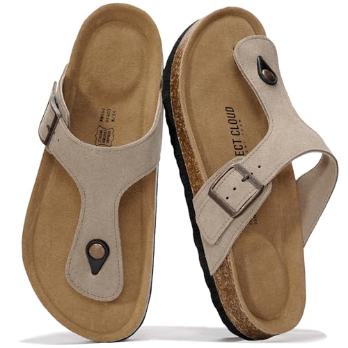 Image of Project Cloud Womens Sandals 100% Genuine Leather Thong Sandals for Women - Memory Foam Insole Women Sandals - Non-Slip Flip Flops for Women - Lightweight Sandals Women Footwear 2026