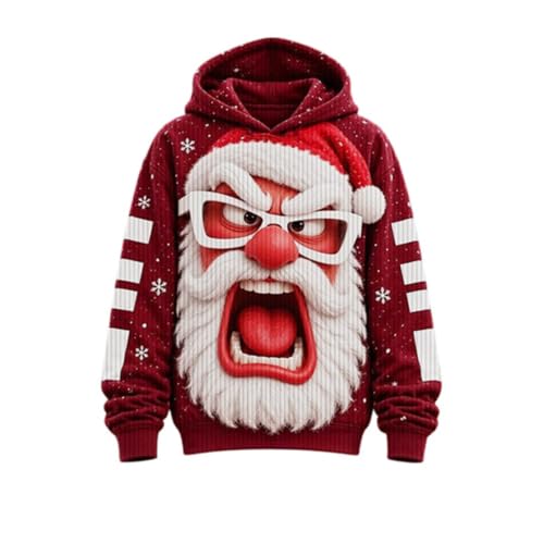 CHENXDZHAO Ugly Christmas Sweater Women Men 2026 Funny Santa Face Snowflake Long Sleeve Hooded Sweatshirts Holiday Party Xmas Hoodies Pullover Tops,01-Red5,L - image 2