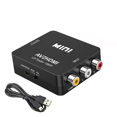 Wress RCA to HDMI – AV to HDMI 1080P Video Audio Composite Mini Adapter – AV to HDMI converter Supports PS2/PS3/PS4, DVD, DDTV, Projector with USB Power Cable (Black)