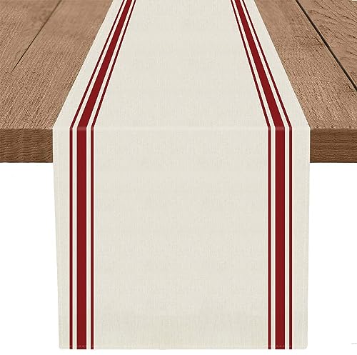 GAGEC Christmas Table Runner Simple Stripe Merry Christmas Long Runners for Winter Xmas Home Kitchen Dining Table Decoration 13 x 60 Inch