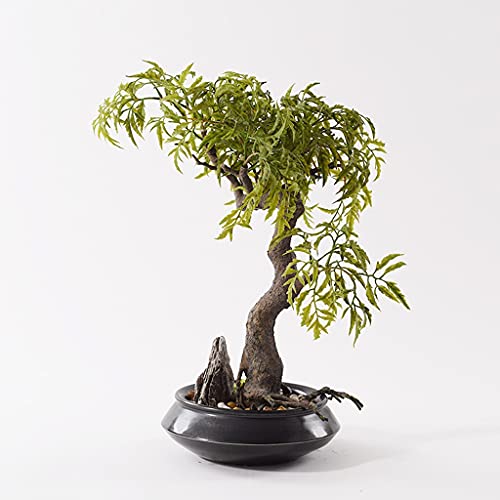 YUHUAWF sztuczne bonsai dekoracja sztuczne drzewa bonsai Zen zielona roślina bonsai ceramiczna doniczka do ganku, 18,9 cala, ozdoba, do biura domowego
