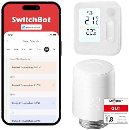 SwitchBot Smart Heizkörperthermostat-Panel Combo – Thermostat mit App- & Zeitsteuerung, Energieseinsparung, einfache Installation, kompatibel mit Alexa, Apple Home, Home Assistant