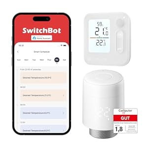 SwitchBot Smart Heizkörperthermostat-Panel Combo – Thermostat mit App- & Zeitsteuerung, Energieseinsparung, einfache Installation, kompatibel mit Alexa, Apple Home, Home Assistant (Hub erforderlich)