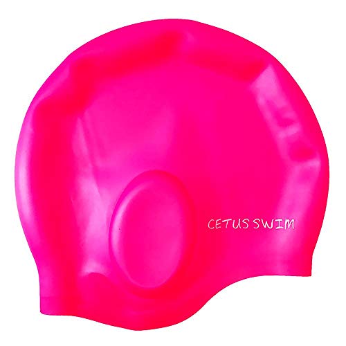 Touca de Silicone para Natação Cetus Cobre Orelha - Rosa