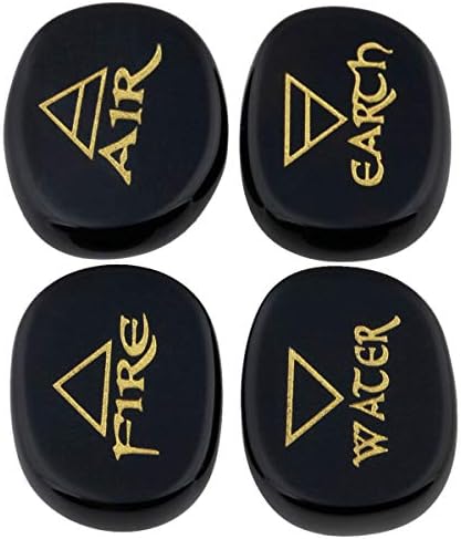 mookaitedecor Lapis Lazuli Reiki Stones, Engraved Triangle Symbols Polished Chakra Palm Stone for Crystal Healing Wiccan Gifts