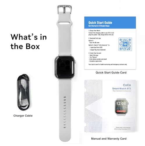 COCO Emergency Alert Smartwatch for Seniors – Fall Detection, SOS Call, Heart Rate & SpO2 Monitor, Medication Reminder, Bluetooth Calling, Caregiver App, BT2-X (2026) (Silver) - Image 7