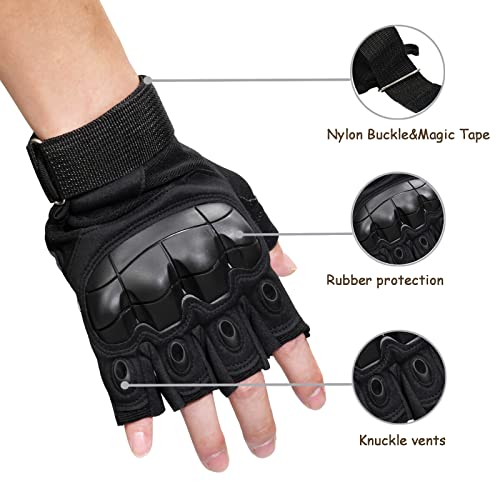 Tactical Gloves,Outdoor Gloves Fingerless Glove For Motorbike Motorcycle, Shooting, Cycling, Paintball, Climbing, Hiking ,Hunting Gloves (Large, Black) #TOP3