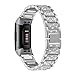 Shangpule Bling Bands Compatible with Fitbit Charge 3, Replacement Strap with Rhinestone Bracelet Wrist Band Accessories for Charge 3 SE Women Man Large Small(Silver)