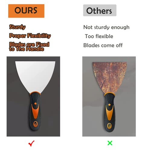 Putty Knife, 7Pcs Paint Scraper Spackle Knife, Putty Knife Set, Taping Knives, Metal Putty Scraper, Stainless Steel Scraper Tool For Spreading Drywall Spackle Mud, Taping, Paint, Wallpaper, Decals #TOP5