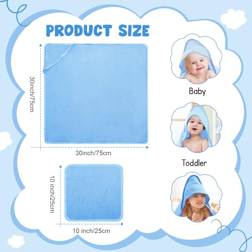 Image of CroBlissful 8 Pcs Muslin Baby Hooded Cotton Towels and Washcloths Sets Cotton Newborn Bath Towel Infant Baby Blankets Absorbent Unisex Newborn Registry Gift for Girls Boys(Blue Series)