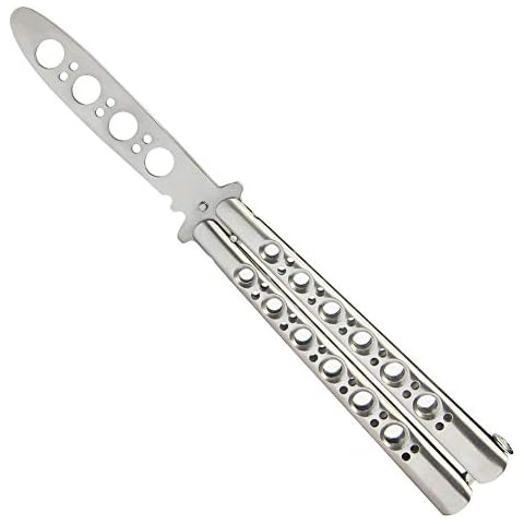 VORNNEX Butterfly Messer zum Üben, ungeschärfte Klinge,Balisong Trainer komplett Edelstahl Cover