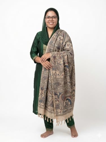 Image of Present Khadi cotton Madhubani print dupatta and body print for woman & girls. Dupatta for Women | 2.5 Meter loom product Cotton Dupatta | multicolored Traditional Ethnic wear dupatta