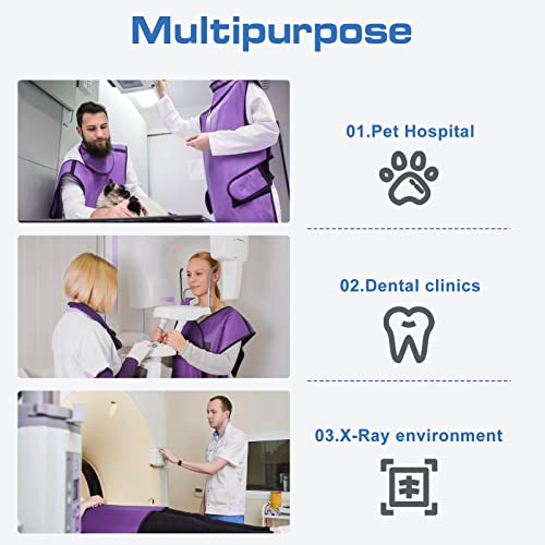 Image of 0.5mmPb Lead Apron with Thyroid Shield Collar - Xray Apron Lead Apron for X-Rays(Purple)