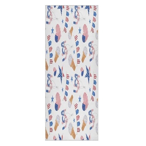 pnyoin USA Patriotic Symbols Yoga Towel,Hot Yoga Mat Towel with Grip Dots Sweat Absorbent Non-Slip for Hot Yoga, 24