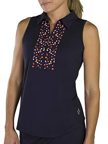 Jofit Women’s Athletic Clothing Cutaway Embroidery Polo Shirt, Sleeveless Women’s Golf Shirt, Size X-Small, Midnight #TOP5
