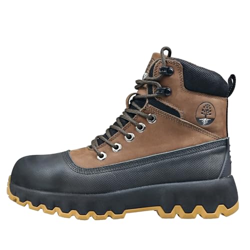 Image of Mens Work Boots Composite Toe Boots for Men Genuine Leather Rubber Sole No Slip Waterproof Shoes Industrial & Construction Safety