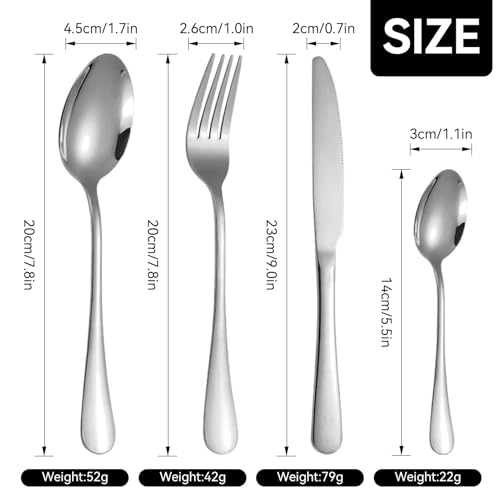 HERCHR Mixed Cutlery Sets with Holder Stainless Steel Flatware for 6 Tableware 24Pcs Silverware Set with Spoon Knife and Fork,Stand Utensil Sets for Home Kitchen Restaurant,Dishwasher Safe