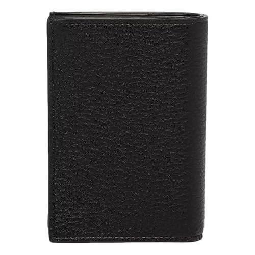 Prada Womens Nero Black Vitello Daino Silver Triangle Logo Small Wallet Zipper Coin Pouch 1MV0214