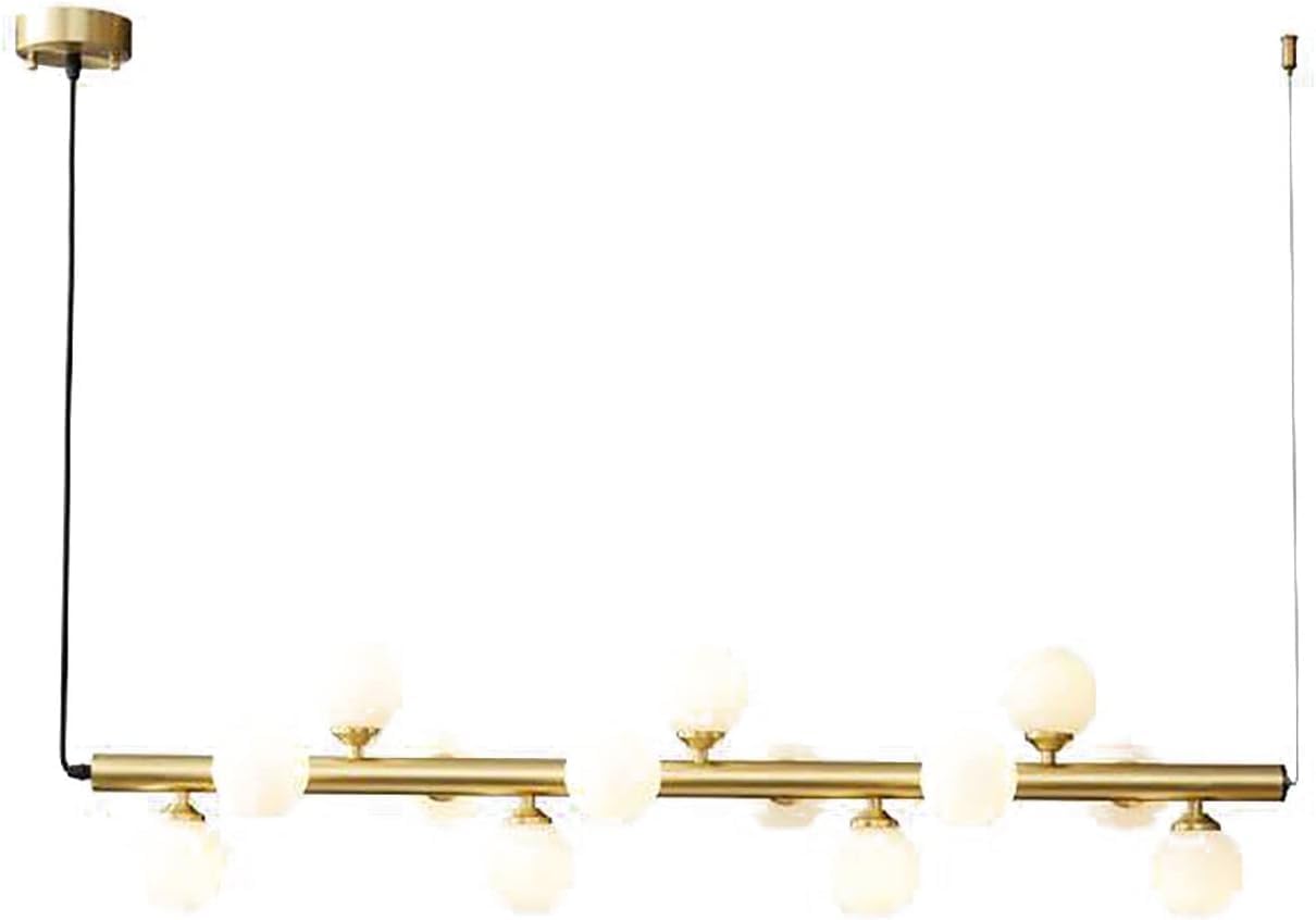 Mid Century Modern Chandelier, 100x25cm Semi Flush Mount Ceiling Light Fixture in Golden Finish, Easy Install Retro Pendant Lamp for Living Room, Bedroom, and Kitchen