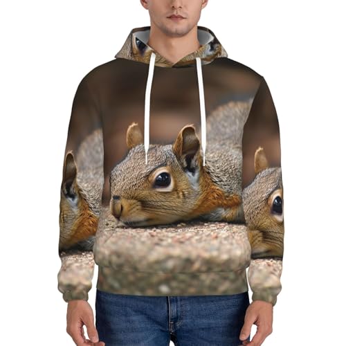 Men's Fleece Pullover Hoodie Long Sleeve Hooded Squirrel Just Laying Sweatshirt Casual Shirts With Pockets XX-Large Black2