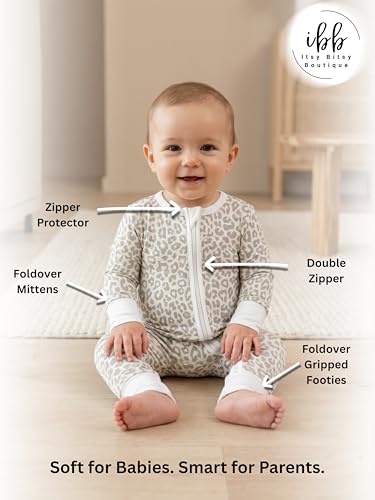 Image of ITSY BITSY BOUTIQUE Viscose Bamboo Baby Pajamas - Boys and Girls Footie Sleeper Convertible 2-Way Zipper Sleeper