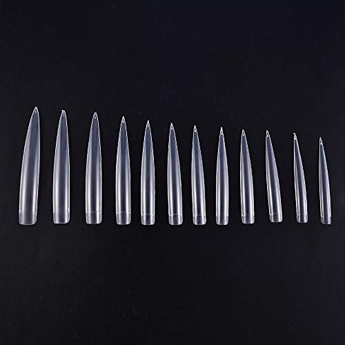 YIMART 120pcs Stiletto Extra Long Sharp False Nail Art Tips Acrylic Fake Nail Tips For Nails Salon (Clear Long Sharp)