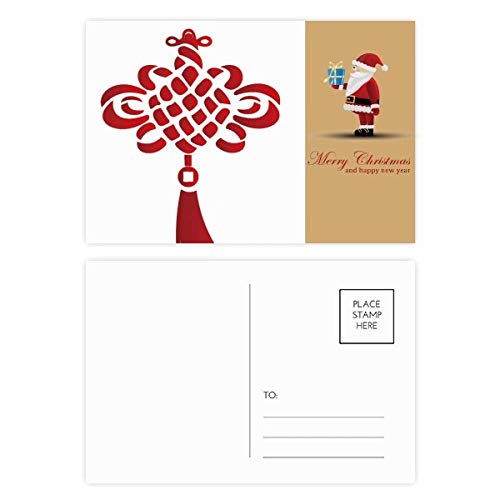 Cartes postales Père Noël au nœud de Chine rouge en papeterie fine et finitions premium