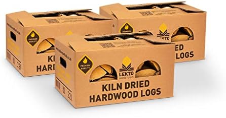 Lekto Woodfuels Kiln Dried Birch Firewood, 3 Boxes | 26 KG, Hardwood For Open Fires, Wood Burner, Fire Pits & Pizza Ovens | Chunky & Sweet Aroma | Eco Friendly Packaging | Less than 15% Moisture