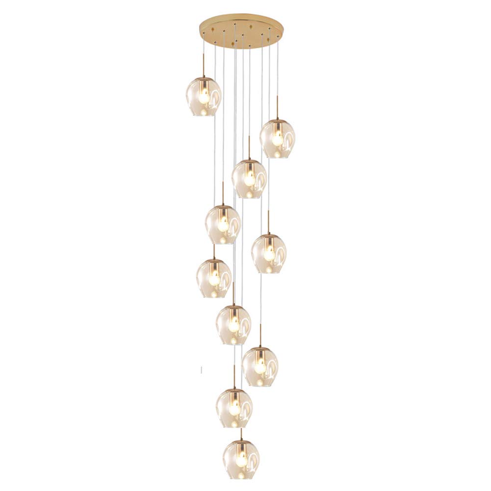 KXEcoLife Adjustable Pendant Lighting Fixture Modern Iron Industrial Chandelier Hanging Ceiling Light Lamp for Kitchen Island Bedroom Hallway Living Room-Amber 10 Lights Times