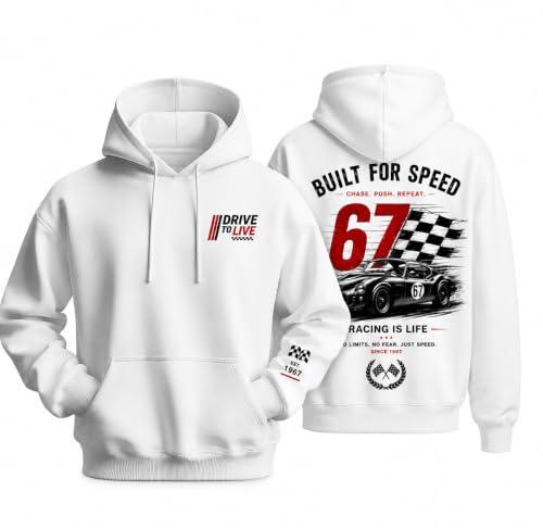CINPIC Vintage Racing Car Hoodie White - Image 2