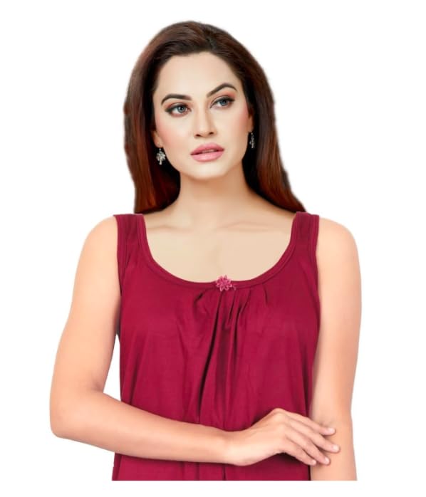 Image of Women's Sleeveless Maxi Night Dress, Spaghetti Strap Nighty, Comfortable Sleepwear Pack of 2