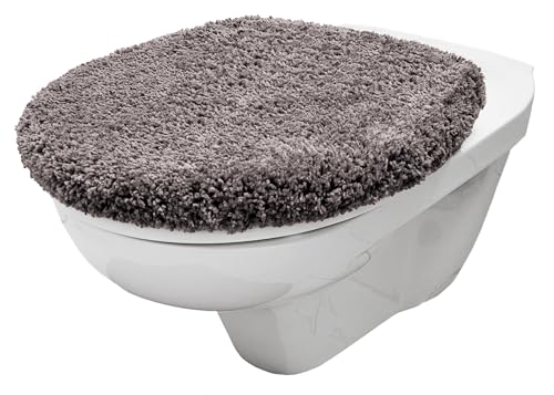 Brandsseller WC Deckelbezug 38x48 cm Ausschnitt aus weichem Mikrofaserstoff Toiletten Sitzbezug für Optimalen Komfort und Stil-Grau