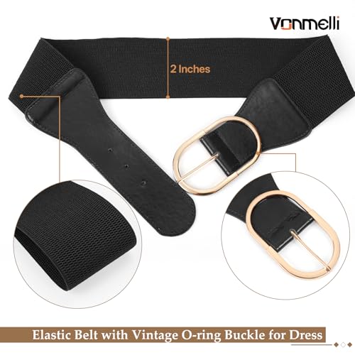 Image of VONMELLI Stretchy Wide Women Belts Elastic Vintage Belts for Women Fashion Ladies Waist Belt for Dress