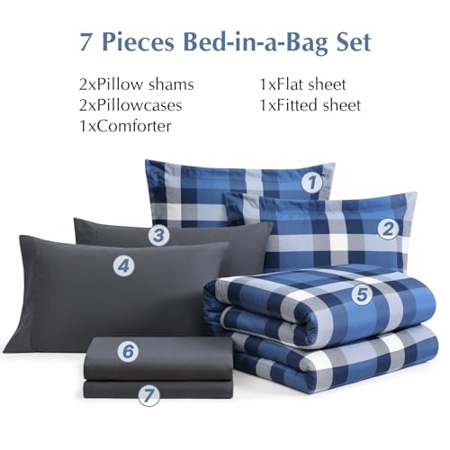 Parure de lit légère 7 pièces haut de gamme bleu indigo grand lit toutes saisons - 8