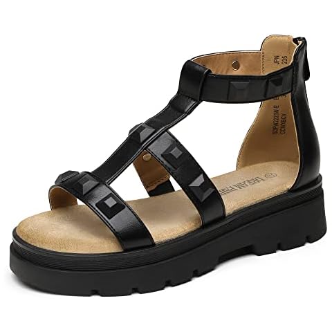 Sandalias Planas de Plataforma para Mujer con Tachuelas y Cierre de Cremallera Cover