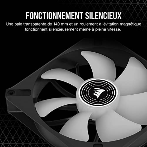 Corsair ML140 LED Elite, 140 mm PWM Ventilateur à LED (Technologie CORSAIR AirGuide, Roulement à Lévitation Magnétique, Jusqu’à 1 600 TR/Min, Huit LED Ultralumineuses, Bruit Faible) Vendu Seul, Blanc