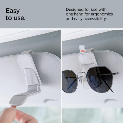 Spigen 2 Pack Magnetic Vegan Leather Sunglass Holder for Car Sun Visor - Eyeglasses, Sunglasses, Ticket Card Clip for Cars and Tesla Model Y Juniper L & Model 3/Y/S/X/Cybertruck - (Gray) by Spigen - Image 6